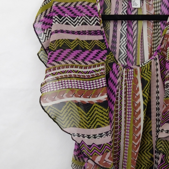 Forever21 Top Blouse Sheer Multi Color Size SP - Picture 3 of 8